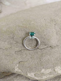 1ct Engagement Ring Round Cut Green Emerald Solitaire Women 14k WhiteGold Finish