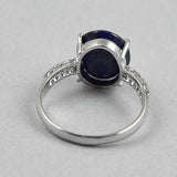 2.5ct Oval Cut Blue Sapphire Solitaire Cluster Accent Ring 14k White Gold Finish