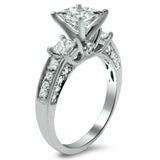4ct Princess Cut Diamond Solitaire Ring 14K White Gold Finish with Accents