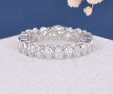 2.2ct Pear Simulated Diamond Bezel Eternity Wedding Band 14k White Gold Plated