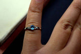 0.4ct Engagement Ring Oval Cut Blue Topaz Solitaire Women 14k White Gold Finish