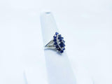 2.2ct Engagement Ring Pear Cut Blue Sapphire Art Deco 14k White Gold Finish