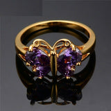2ct Pear Purple Amethyst Engagement Ring 14k Yellow Gold Finish Butterfly Design