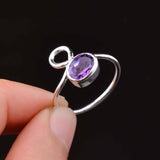 0.5ct Engagement Ring Oval Cut Purple Amethyst Petite 14k White Gold Finish