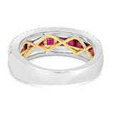 3.5ct Princess Pink Ruby Wedding Band Half Eternity Milgrain 14k White Gold Over