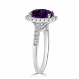 3Ct Oval Cut Purple Amethyst Engagement Ring 14K White Gold Finish Diamond Halo