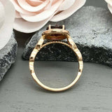 2.3ct Engagement Ring Round Cut Red Garnet Diamond Halo 14k Yellow Gold Finish