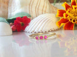 0.5ct Round Cut Ruby Trilogy Ball Solitaire Engagement Ring 14k Yellow Gold Over