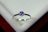0.3ct Engagement Ring Oval Cut Tanzanite Trilogy Minimalist 14k White Gold Over