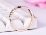 1ct Round Cut Blue Sapphire Wedding Band Ring Half Eternity 14k Rose Gold Finish