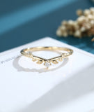 0.2ct Round Cut Moissanite Minimalist Women Wedding Band 14k Yellow Gold Plated