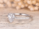 1.2ct Pear Cut Diamond Engagement Ring Accents Solitaire 14k White Gold Finish