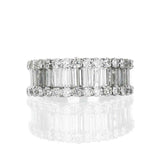 5Ct Baguette Round Diamond Iced Half Eternity Wedding Ring 14K White Gold Finish