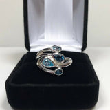 2.2ct Pear Cut London Blue Topaz Water Drop Cocktail Ring 14k White Gold Finish