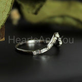 0.4ct Baguette Simulated Diamond Crown Curved Wedding Band 14K White Gold Plated