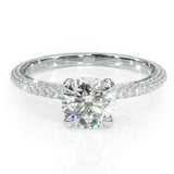 3Ct Round Cut Diamond Iced Shank Solitaire Engagement Ring 14K White Gold Finish