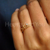 0.1ct Round Cut Moissanite Custom Name Engagement Ring 14K Yellow Gold Plated