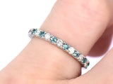 1ct Round Green Emerald Alternate Diamond Anniversary Band 14k White Gold Finish