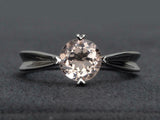 1.3ct Engagement Ring Round Cut Peach Morganite Solitaire 14k White Gold Finish