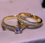 3ct Round Cut Diamond Engagement Ring 14k Yellow Gold Finish Bridal Set Promise