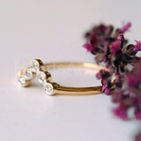 0.3ct Round Cut Moissanite Bezel Set Chevron Women Ring 14K Yellow Gold Plated