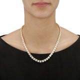 30Ct Princess Cut VVS1/D Diamond Unique Tennis Necklace Solid 14K Rose Gold Over