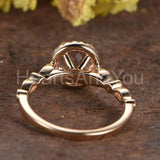 1ct Round Cut Simulated Peach Morganite Halo Engagement Ring 14k RoseGold Plated