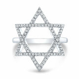 1ct Round Cut Diamond Star of David Jewish Engagement Ring 14k White Gold Finish