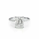 2Ct Emerald Brilliant Cut Diamond Solitaire Engagement Ring 18K White Gold Over