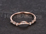 0.5ct Round Cut Moissanite Milgrain Curved Wedding Band 14k Rose Gold Plated