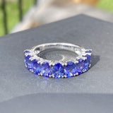 2.2ct Oval Cut Simulated Sapphire Half Eternity Wed Band 14k White Gold Plated