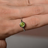 2ct Round Cut Green Peridot Engagement Ring 14k WhiteGold Finish Bezel Solitaire