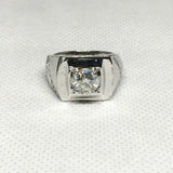 2.3ct Round Cut VVS1 Diamond Solitaire Mens Wedding Ring 14K White Gold Finish