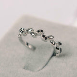 0.4ct Round Black Diamond Wedding Ring Band Leaf Stackable 14k White Gold Finish