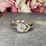 0.5ct Round Cut Moissanite Knot Women Engagement Ring 14k Yellow Gold Plated