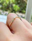 0.1ct Round Cut Moissanite Curved Women Wedding Band 14k Yellow Gold Plated