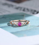 0.2ct Round Cut Simulated Pink Ruby Cluster Engagement Ring 14k Rose Gold Plated