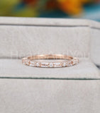 0.3ct Baguette Cut Simulated Diamond Minimalist Wedding Band 14k RoseGold Plated