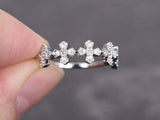 1.2ct Round Cut Diamond Wedding Ring Band Cross Design 14k White Gold Finish