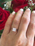 1Ct Princess Cut Diamond Hid Halo Solitaire Engagement Ring 14K White Gold Over
