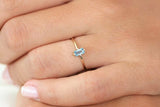 0.4ct Engagement Ring Baguette Cut Aquamarine Minimalist 14k Yellow Gold Finish