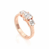 2Ct Round Cut DVVS1 Diamond Three Stone Engagement Ring 14K Rose Gold Finish
