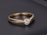 Solitaire Engagement Ring 0.5ct Round Cut VVS1D Diamond 14k Yellow Gold Finish