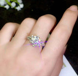 2.3ct Engagement Ring Round Cut Diamond Iced Cluster Accent 14k WhiteGold Finish
