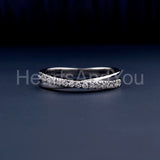 0.3ct Round Cut Moissanite Eternity Criss Cross Wed Band 14k White Gold Plated
