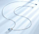 2ct Blue Topaz Pendant Princess Cut Stylish Women 14k White Gold Finish NO CHAIN