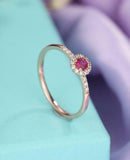 1.45ct Round Cut Pink Ruby Engagement Ring Halo Diamond 14k Yellow Gold Finish