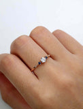 1ct Round Diamond Engagement Ring Sapphire Accents Trilogy 14k Rose Gold Finish