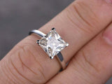 1.2ct Princess Cut Diamond Engagement Ring Solitaire Women 14k White Gold Finish