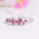 1.2ct Round Cut Pink Ruby Engagement Ring Cluster Floral 14k White Gold Finish